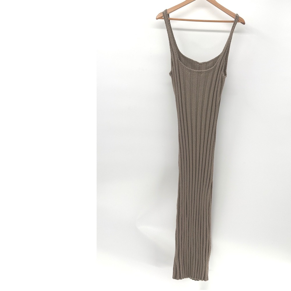 Free People Beach Slip Dress Midi Santos Ribbed Olive Stone Brown Women Medium - Picture 4 of 11